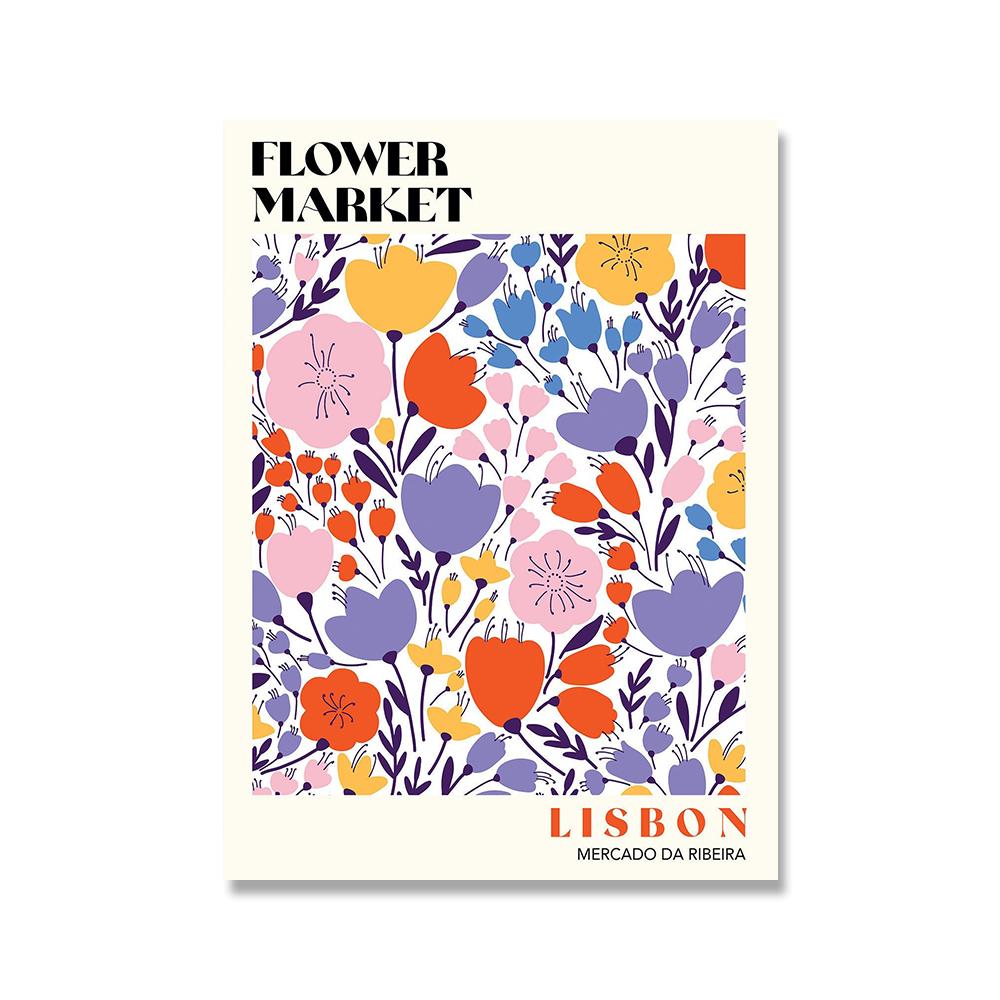 Абстрактные красочные цветочный рынок, настенная живопись на холсте, плакаты на скандинавскую тему и принты, настенные панно для гостиной, украшения дома