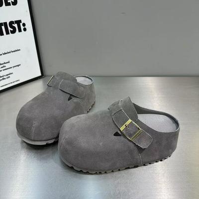 Ретро внутренняя высота увеличение толстая подошва женские новые осенние маленькие человек Boken сумка голова полушлепанцы для улицы