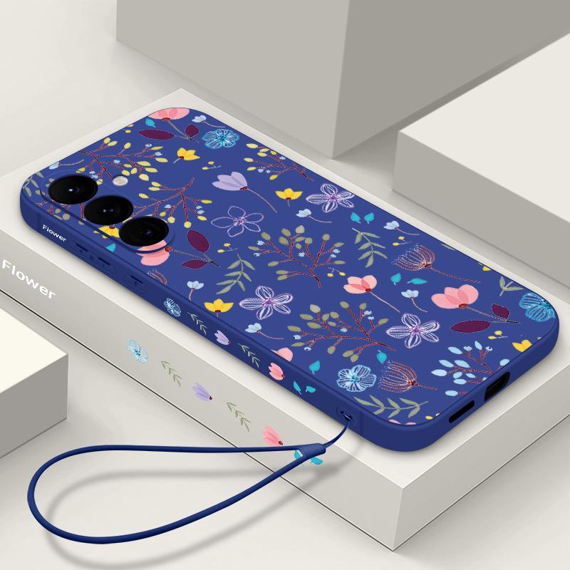 Для Samsung Galaxy S25 S24 S22 Ultra Plus S23 S21 S20 Fe A55 A54 A53 A35 A15 5g A17 A37 A57 S26 Цветочный узор Ремешок Ударопрочный Тонкий Мягкий чехол из ТПУ