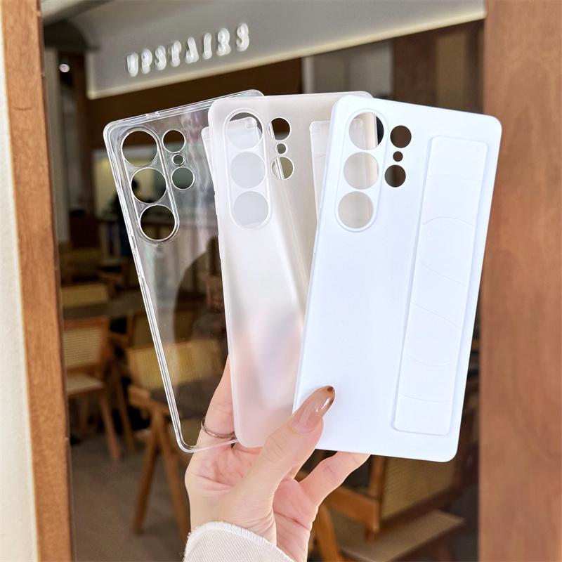 Роскошный матовый эластичный силиконовый ремешок для телефона Samsung S25 S24 S23 Ultra S25 Plus Жесткий ПК Прозрачный противоударный чехол