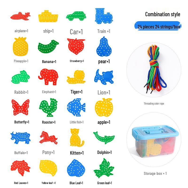 Детские бусины для шнуровки в виде животных, развивающая игрушка для мелкой моторики