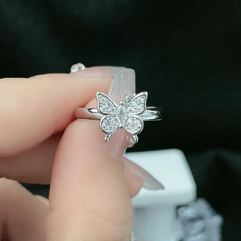 Элегантное открытое кольцо с бриллиантом «Бабочка» — роскошный и модный дизайн для женщин
