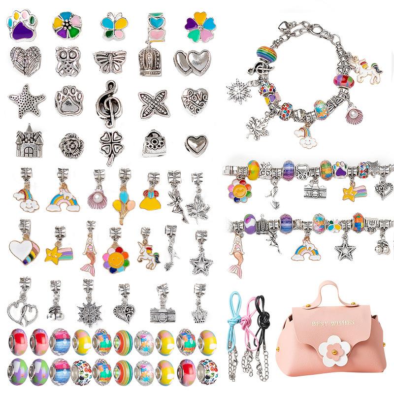 Crystal Loose Bead Alloy Children'S Bracelet Diy Beading Material Network Popular Jewelry Accessories Portable Leather Bag