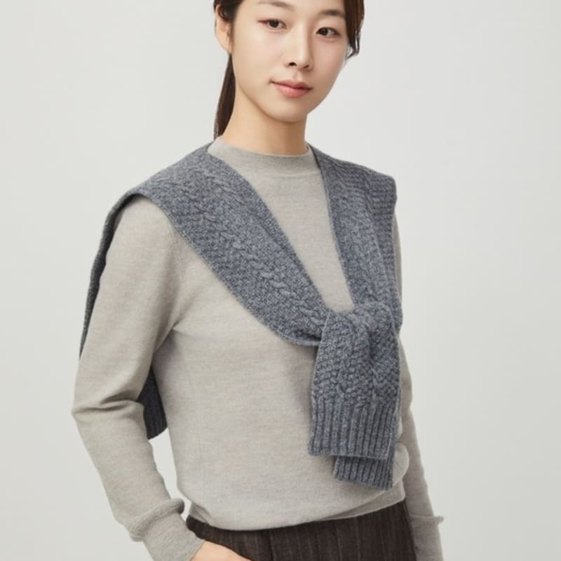 Morbido Pure Wool Cable Shawl Muffler _ 4 Colors