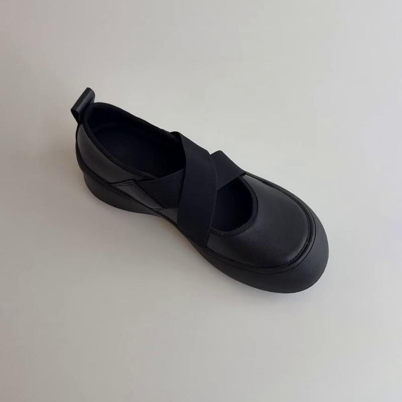 Версия из овчины~ спортивные туфли Мэри Джейн на платформе с перекрестными ремешками, маленькие кожаные туфли с круглым носком, балетки, женские ретро туфли с мелким вырезом