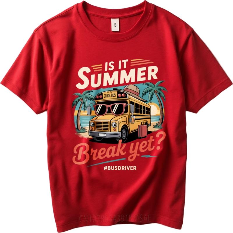 Tshirts for men Printed Women Crew Neck t shirt Black School Bus Summer Break Beach Scene Hiphop Unisex Teeshirt Trendy Tshirt