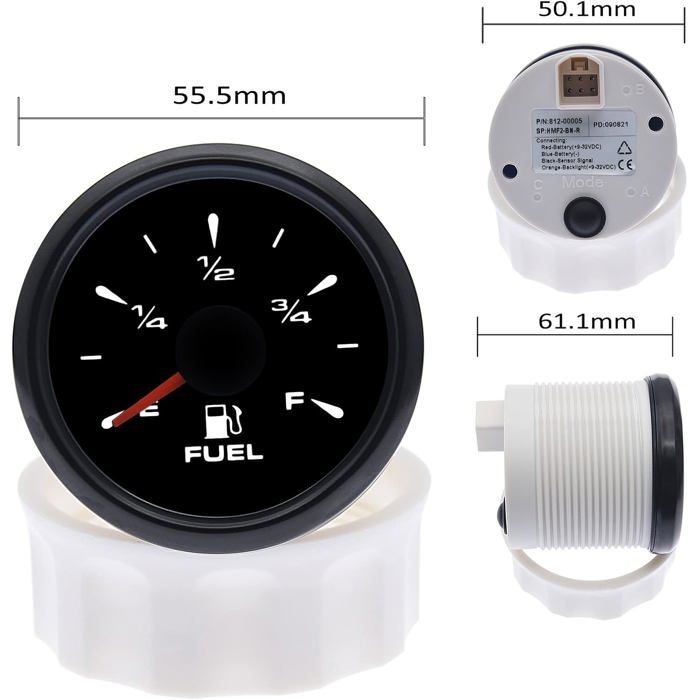 Jauge de Niveau de Carburant, Affichage Numérique à LED 1/2 E-F 3/4E-F 52 mm 0-190 ohm 240-33 ohm