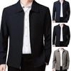 Men Jacket Lapel Solid Color Mid-aged Elderly Men Long Sleeve Zipper Closure Straight Formal Business Casual Soft Spring Fall Daily Coat