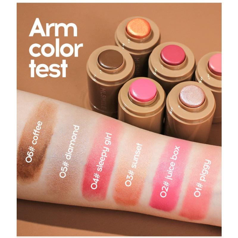 6-color Lip and Cheek Dual-purpose Blush Cream, Rouge Blush Stick, Natural Highlight Brightening for The Face, Facial Makeup, Delicate Makeup