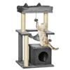 Cat Tree 90cm Scratching Post with Hammock, Cat Cave, Platforms, Plush Sisal Grey
