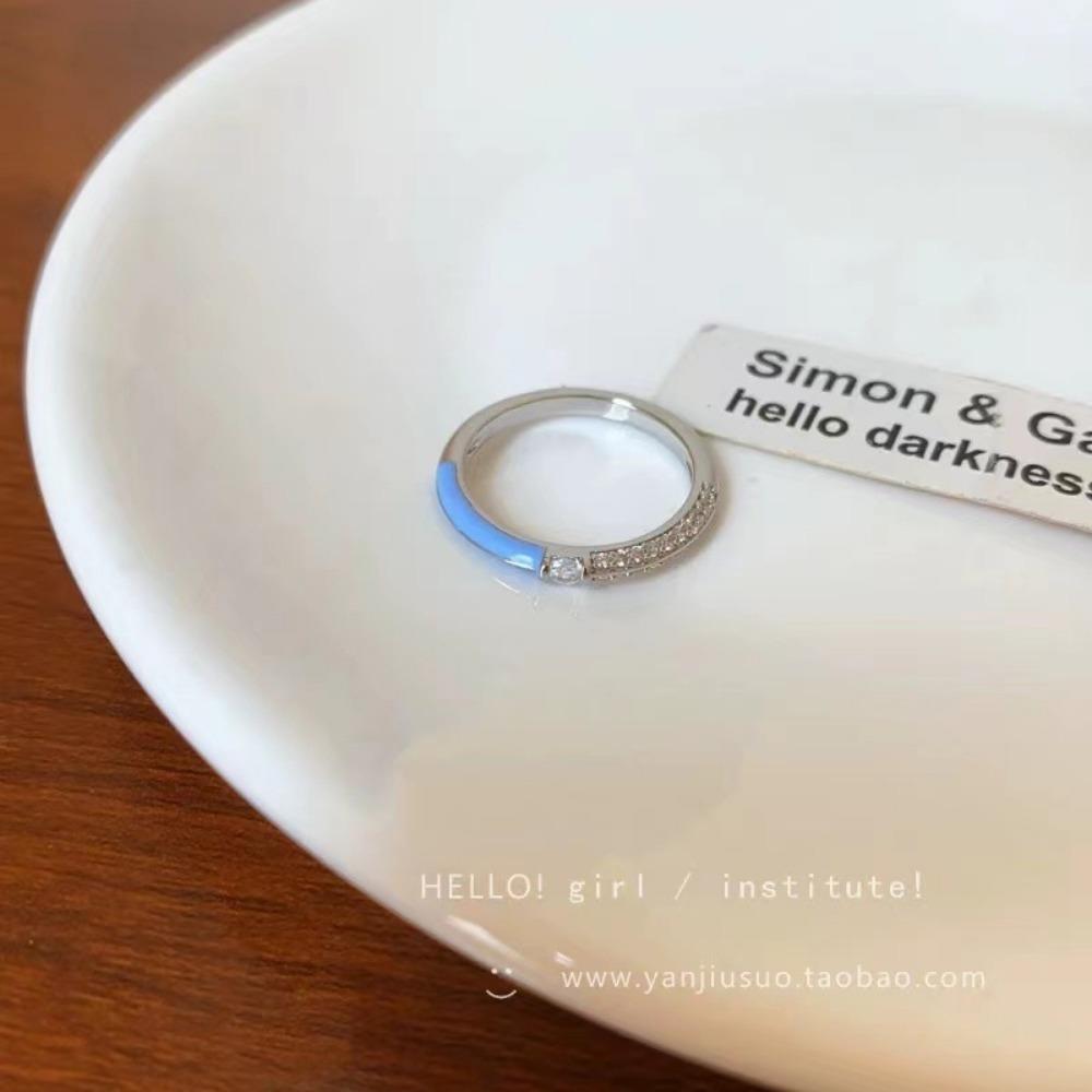 Французское ретро синее кольцо-бабочка, чувство дизайна, темперамент, личность, простое, холодное чувство, универсальное кольцо