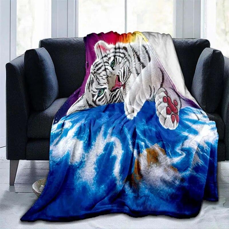 Фланелевое одеяло с рисунком тигра и животного, покрывало для дивана, мягкое теплое одеяло для взрослых, дорожное одеяло, охлаждающее одеяло