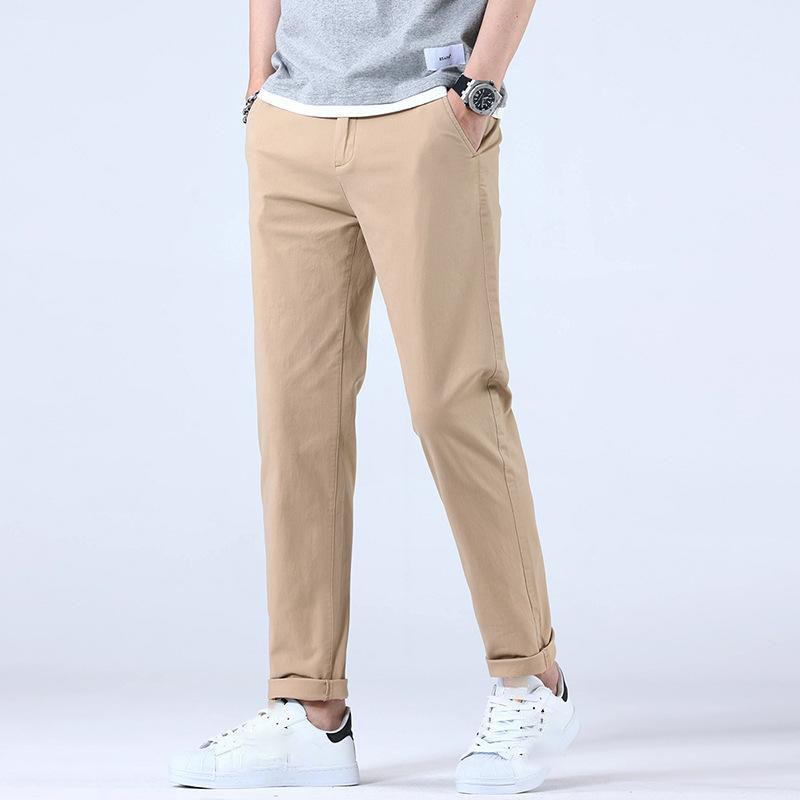 Дышащий хлопок Тонкий мягкий ткань мужские повседневные брюки мужские корейские летние брендовые спортивные рабочие прямые узкие брюки