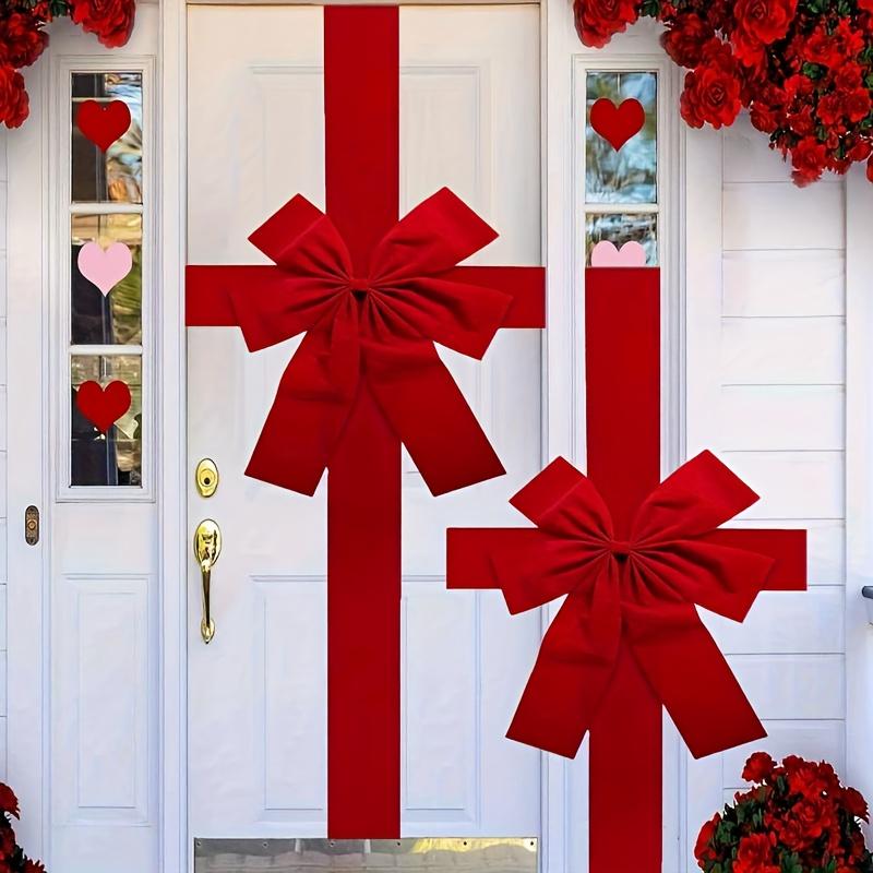 Large Hanging Bow Decoration - Elegant Red Christmas Ribbon, Holiday Door Decoration, No Electricity Required, Easy To Hang