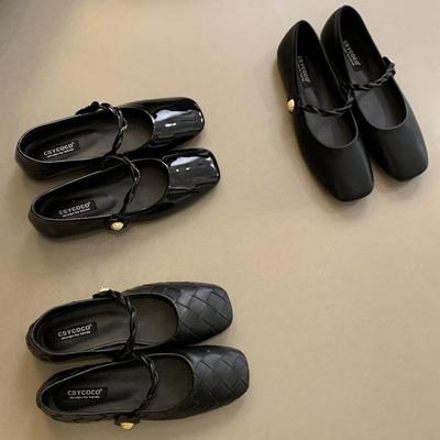 Женские черные туфли Мэри Джейн, балетки без шнуровки с круглым закрытым носком, повседневные туфли Мэри Джейн из искусственной кожи на плоской подошве с ремешком на щиколотке Женские нарядные туфли на плоской подошве