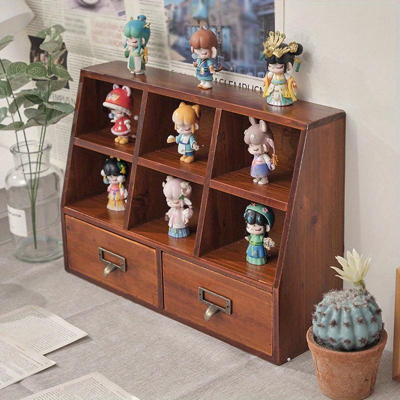 1 шт., 6 сеток, 2 ящика, винтажный многофункциональный деревянный шкаф для хранения вещей для дома и офиса, витрина для ювелирных изделий, косметики и предметов коллекционирования.