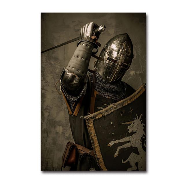 Европейский Рыцарь Плакат Украшение Картина Маслом Ретро Минимализм Средневековый Воин Спальня Гостиная Украшения Искусство
