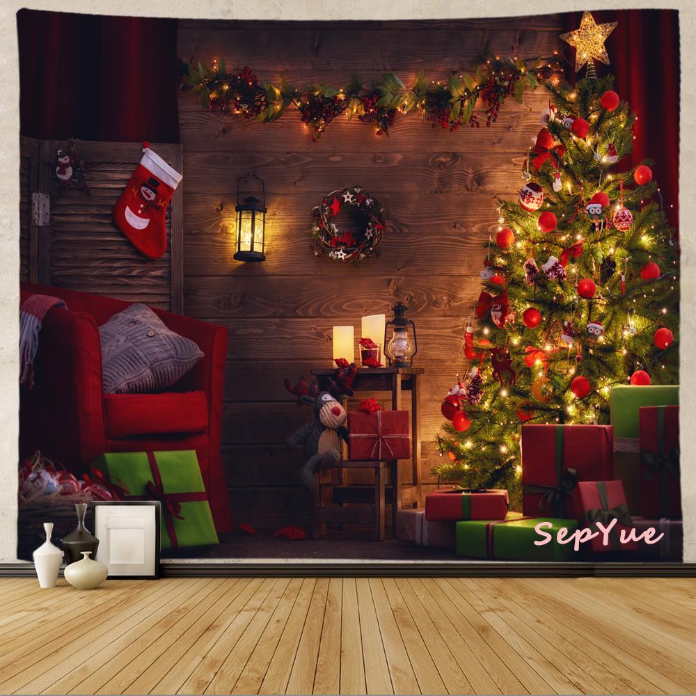 SepYue рождественские носки каминная елка праздничное украшение гобелен с принтом хиппи винтажный большой 3d тканевый настенный гобелен