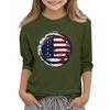 Детская повседневная футболка с круглым вырезом и принтом «День независимости» с рукавом 3/4