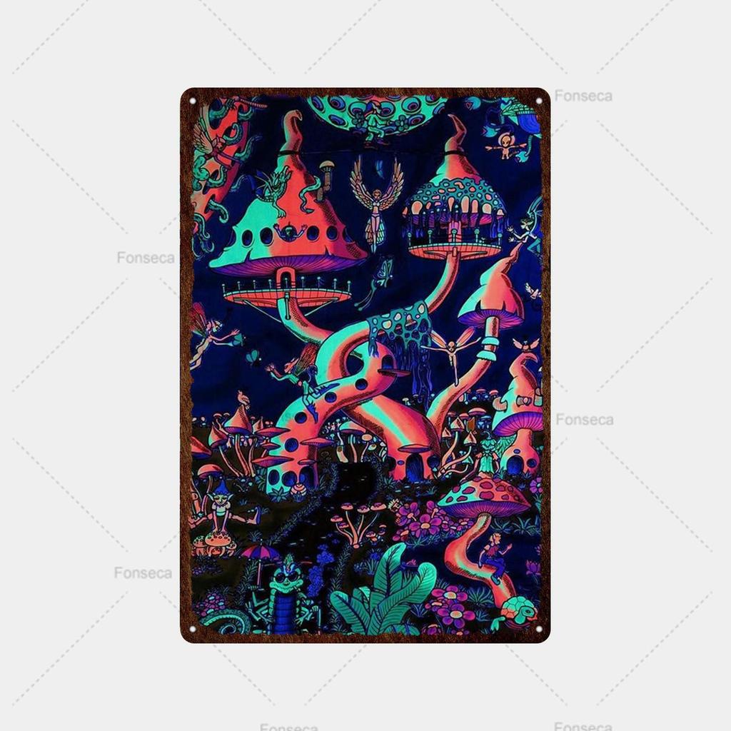 Цветная странная планета, металлическая вывеска, ретро жестяная вывеска, металлический ретро-бар, ретро украшение стены, бар, клуб, человек, отверстие, металлический плакат