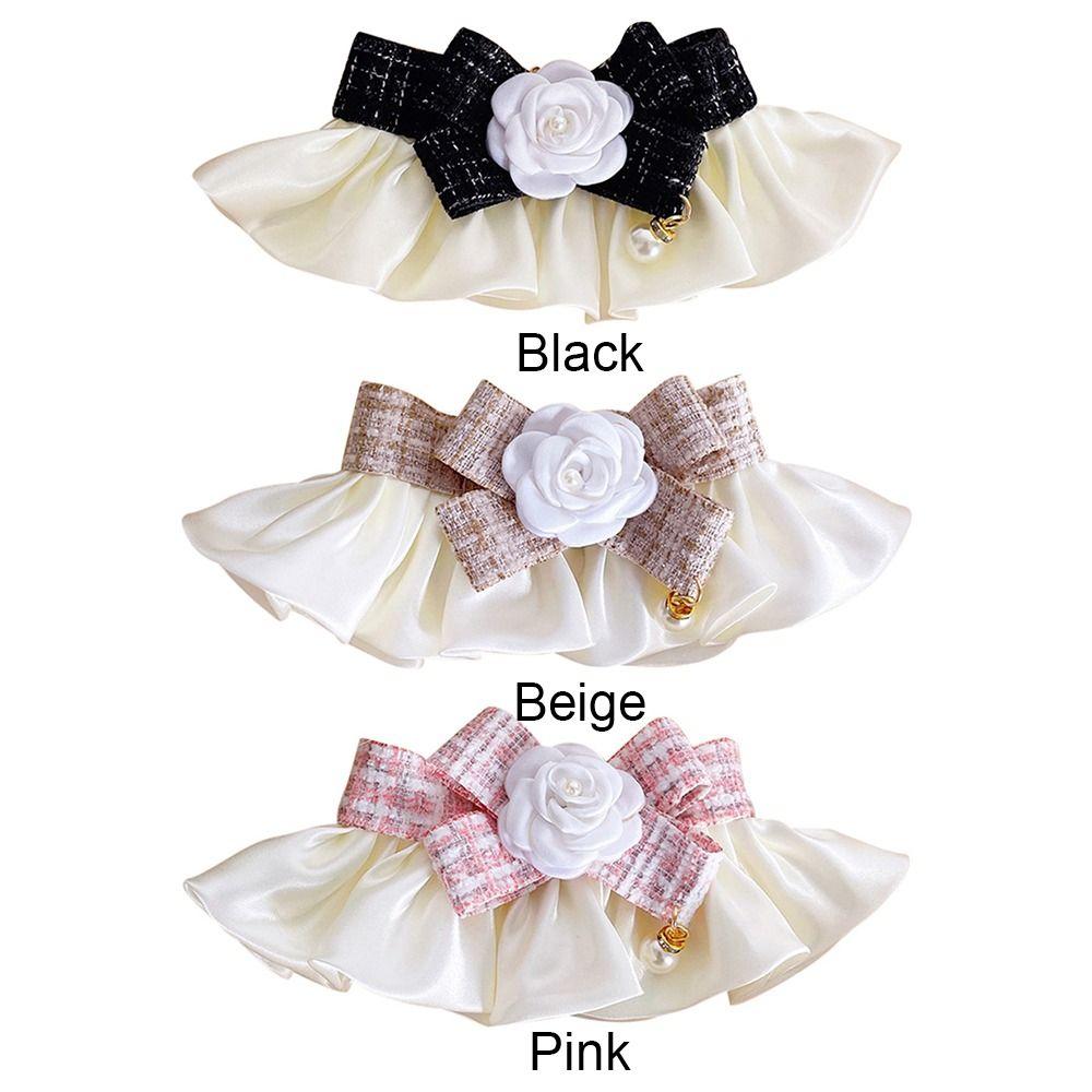 Fashion Dog Saliva Towel Cat Necklace Pearl Collar Dog Neckerchief Puppy String Bib Lace Bowknot