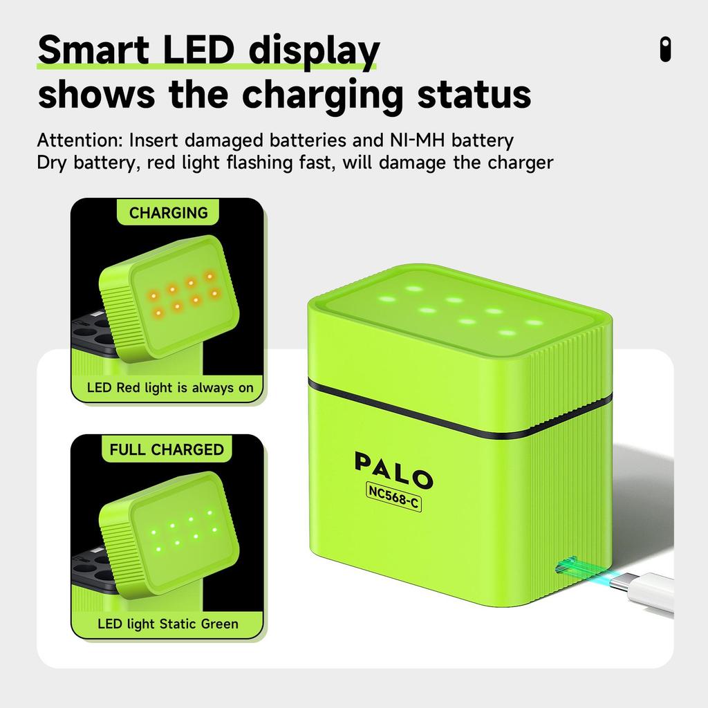 PALO 1,5 В AA 3500 мВтч Аккумулятор AAA 1300 мВтч Литий-ионные аккумуляторы с 8-слотовым быстрым интеллектуальным зарядным устройством