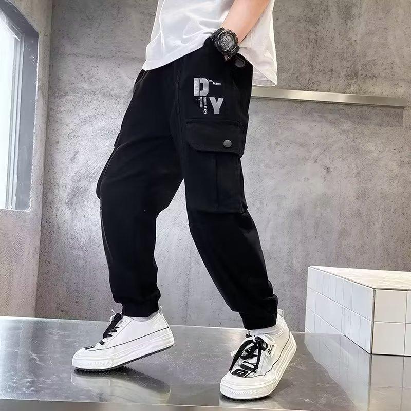 Брюки-карго для маленьких мальчиков, брюки-карго с эластичной резинкой на талии, детские спортивные штаны, леггинсы, спортивные штаны, хлопковые штаны, детская повседневная нижняя часть для