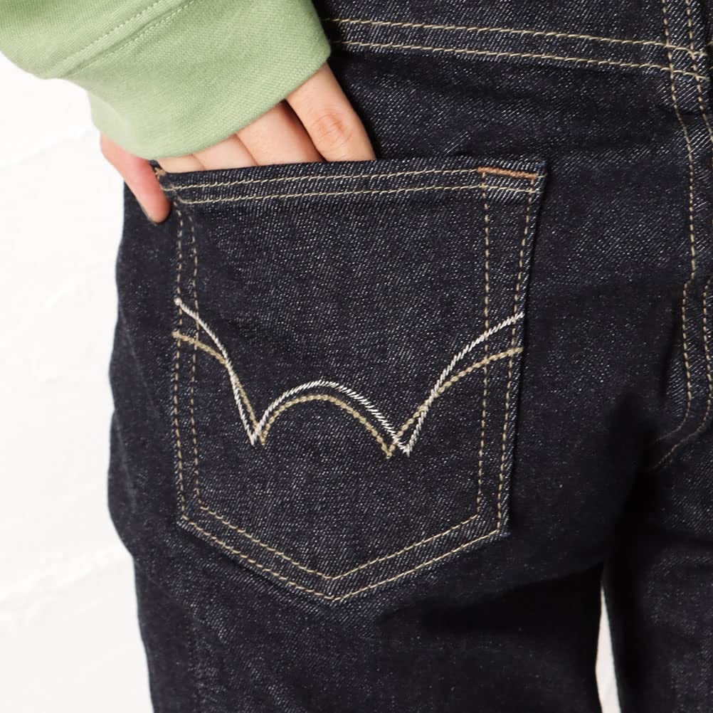 Edwin Straight Leg Available in 5 Leather Solid Size Popular Women's Pants, Colors, INB, High-Rise, Stitching, Patch, Color, One-Wash, 29" (63cm),