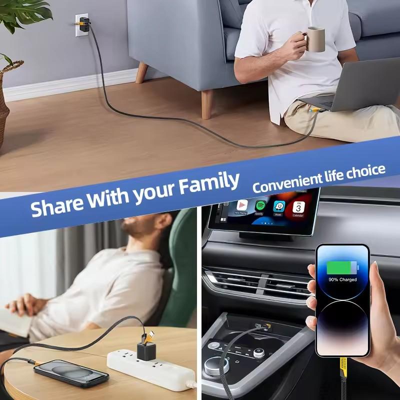 Кабель 4в1 PD 27 Вт USB C для Apple iPhone Быстрая зарядка Кабель Type C для Xiaomi Redmi Samsung POCO 65 Вт Быстрая зарядка USB Кабель для передачи данных