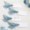 Handwritten Business Cards 50 Sheets Blank Textured Paper Cards with Chiffon Ribbon Wedding Invitations Table Name Tags for Party Banquet Office Decor
