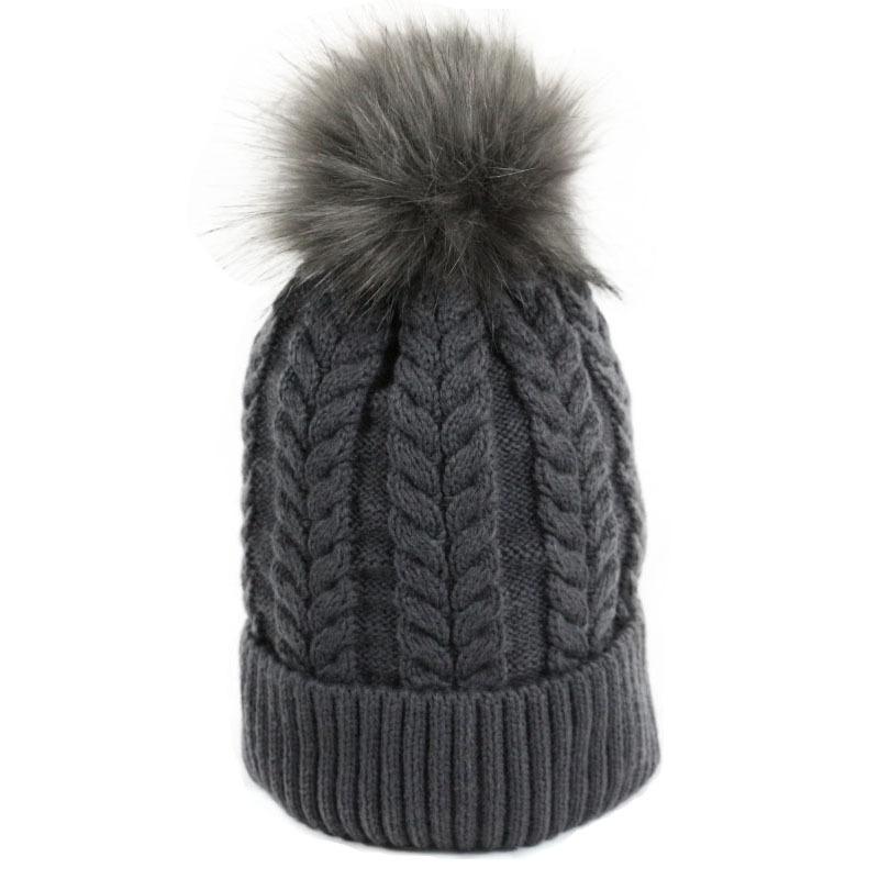 New solid color wool knitted hat women's autumn and winter warm hemming winter twist hairball wool hat men