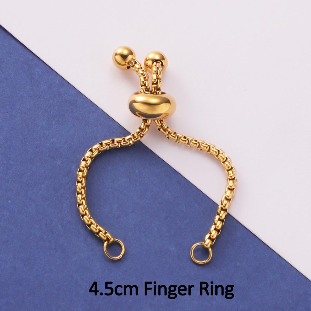 No Fade 3pcs Stainless Steel Gold Color Slider Bracelet Adjustable Chain with End Bead for Jewelry Making DIY Findings Component