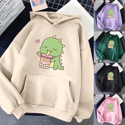 Женская мода, повседневная толстовка с капюшоном и забавным принтом, свободные спортивные топы, пуловер