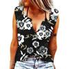 Женские майки, сексуальные летние топы без рукавов с v-образным вырезом, жилет с 3D принтом, черные персонализированные топы с цветами