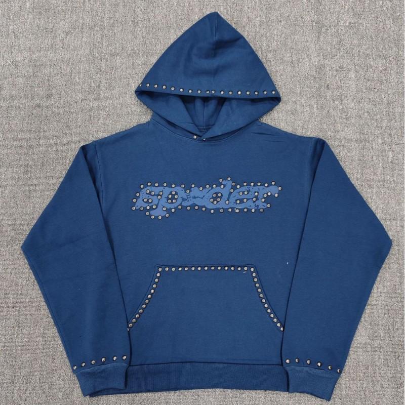 Mens Hooded Sweatshirt Spider Print Fleece Lined Loose Fit Casual Streetwear