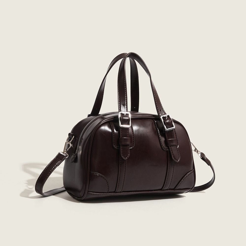 Сумка на плечо Ретро Сумка ручная PU Кожа Boston Bag Элегантная PU Сумка-боулинг Девочки/Женская