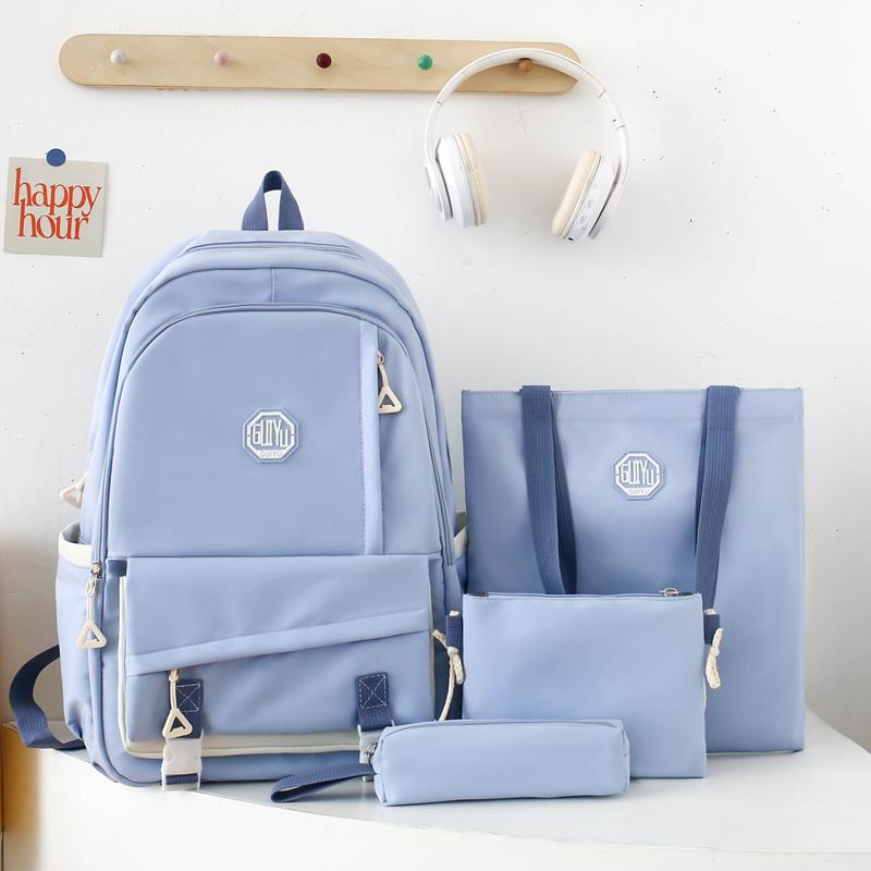 Набор из четырех предметов: рюкзак, школьная сумка для учеников средней школы, рюкзак большой вместимости для кампуса для мужчин и женщин