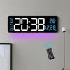 14.3" Digital Wall Clock with Remote Control, Large Display, LED Clock for Living Room, Bedroom, Auto-Dimming, 9 Color Night Light, Auto DST, Date,