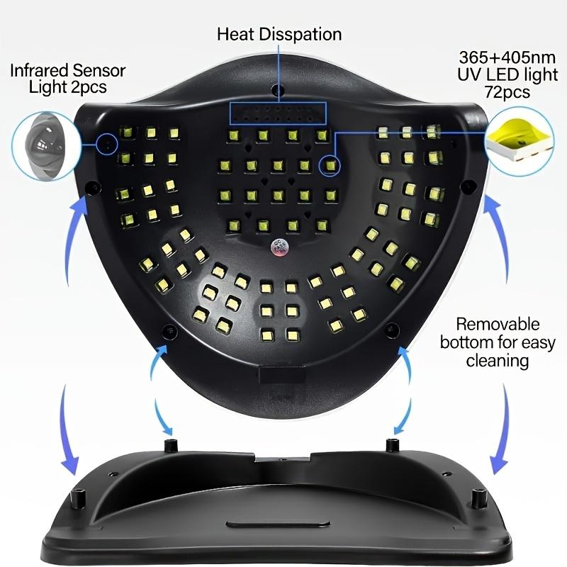 320 Вт УФ-светодиодная лампа для ногтей, быстрая сушка гель-лака для рук и ног с портативной ручкой, 4 таймера и автоматический датчик для домашнего использования