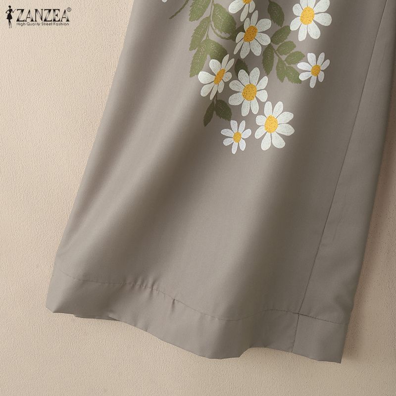 ZANZEA Женские повседневные широкие укороченные брюки свободного кроя с цветочным принтом