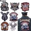 Skull Motorcycle Biker Patch Large Iron On Heat Transfer Printing Vinyl Patches Sticker for Clothes Jackets DIY Appliques Washable Patches