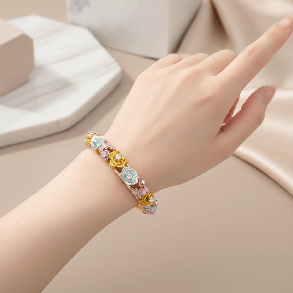 Traditional Filigree Enamel Bangle Rhinestone Women's Wrist Jewelry Daily