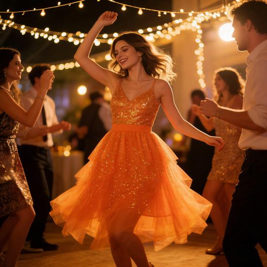 Женская юбка Звездное небо Двухслойная сетка Высокая талия Неровный подол Асимметричный высокий разрез Юбка для вечеринки/выступления