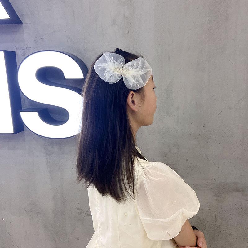 Летний бант-корона заколка для волос для детей – Милая принцесса сетка жемчуг заколка