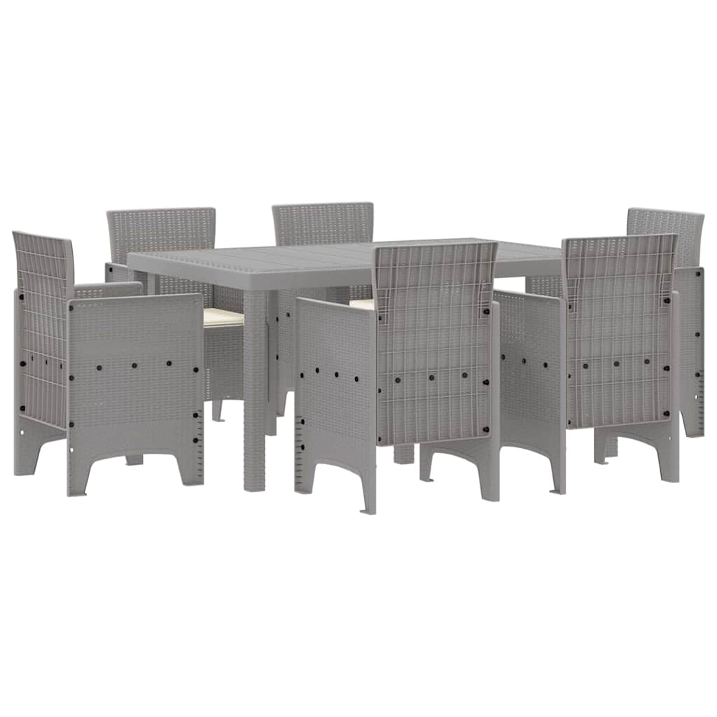 Garden Dining Set 7 pcs Light Grey Poly Rattan