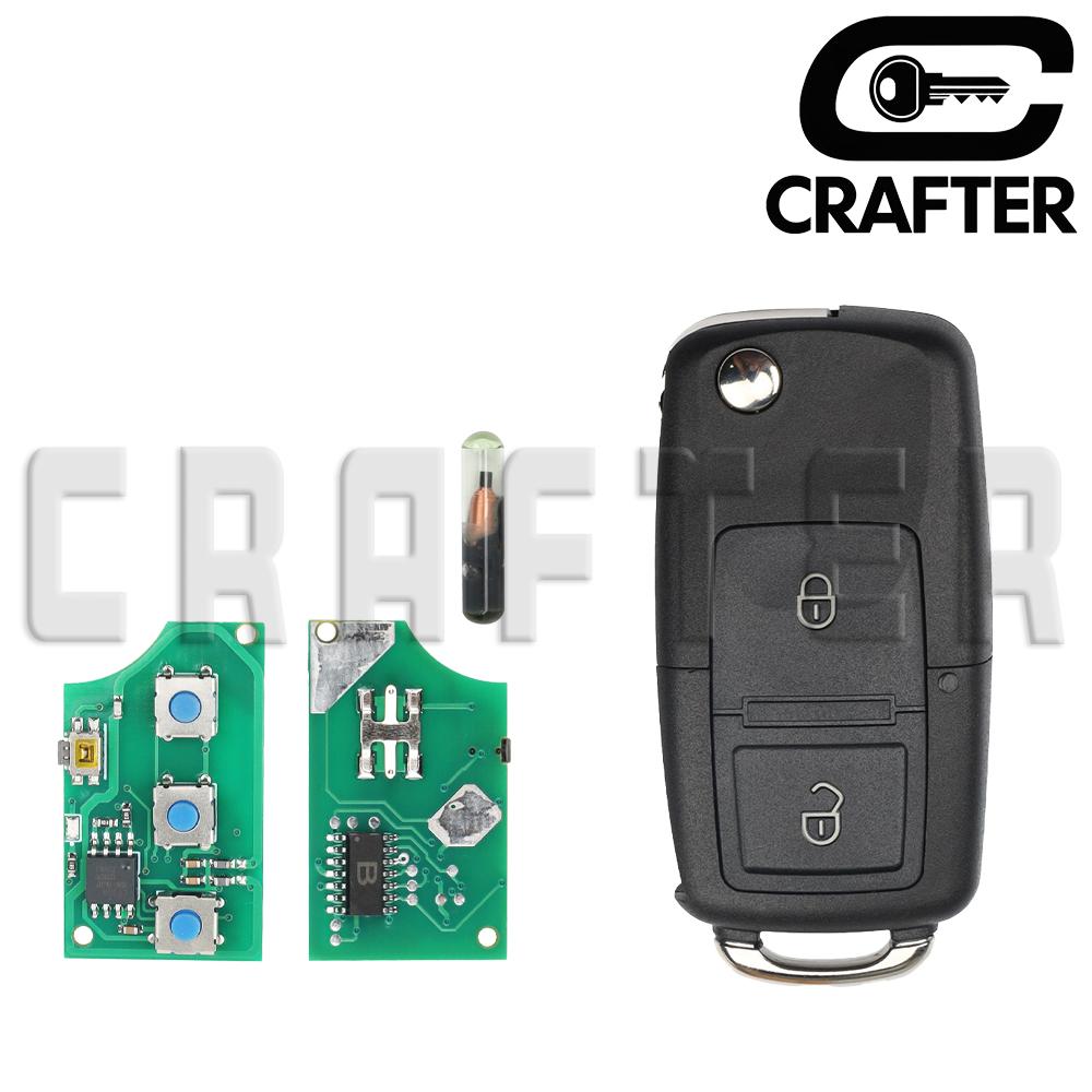 Key Crafters 1J0959753N 315/433MHz ID48 CHIP Remote Car Key For VW Volk Swagen Caddy Passat Golf Tiguan Touran 1J0959753AH/DA/DJ