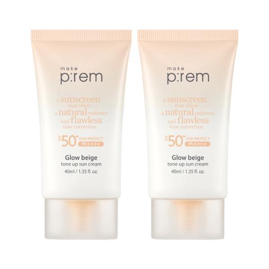 makeprem Glow Beige Tone-Up Sun Cream 40ml+40ml