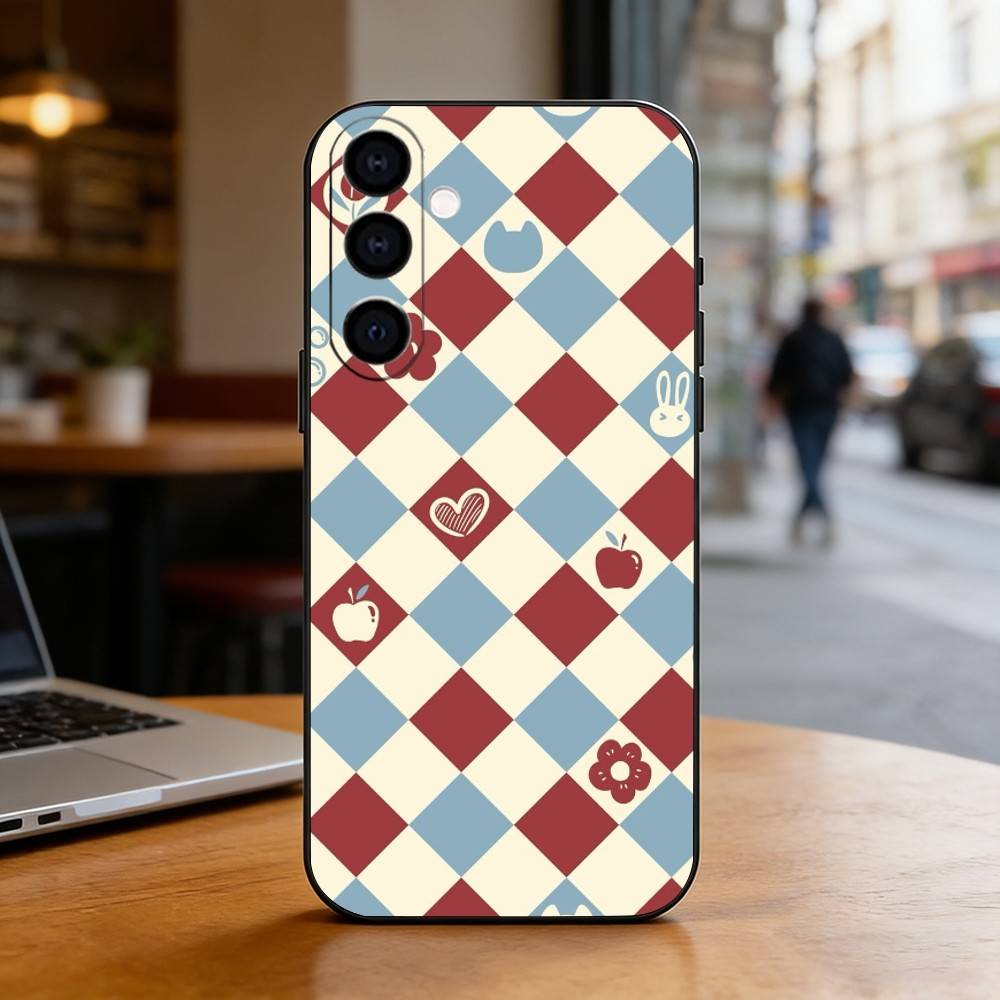 plaid background Phone Case For Samsung Galaxy A73,A72,A71,A70,A53,A52,A51,Soft Silicone Black Cover