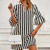 Летнее женское платье трапециевидной формы в полоску, миди с расклешенными рукавами, свободная короткая юбка, платья-юбки