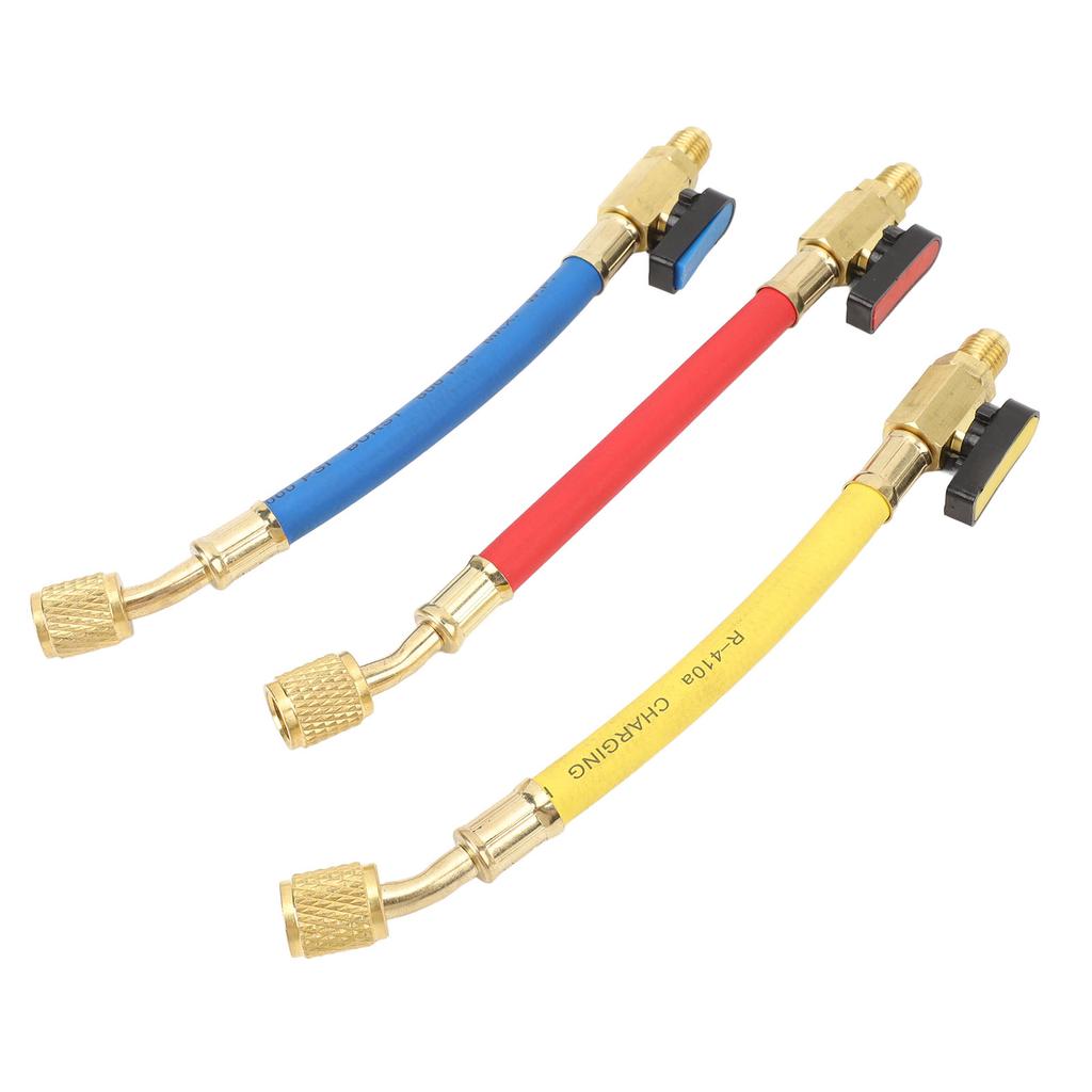 R134A R410A R22 R12 Charging Hoses Refrigeration Charging Hose Set with Ball Valve Color Coded for HVAC AC Maintenance